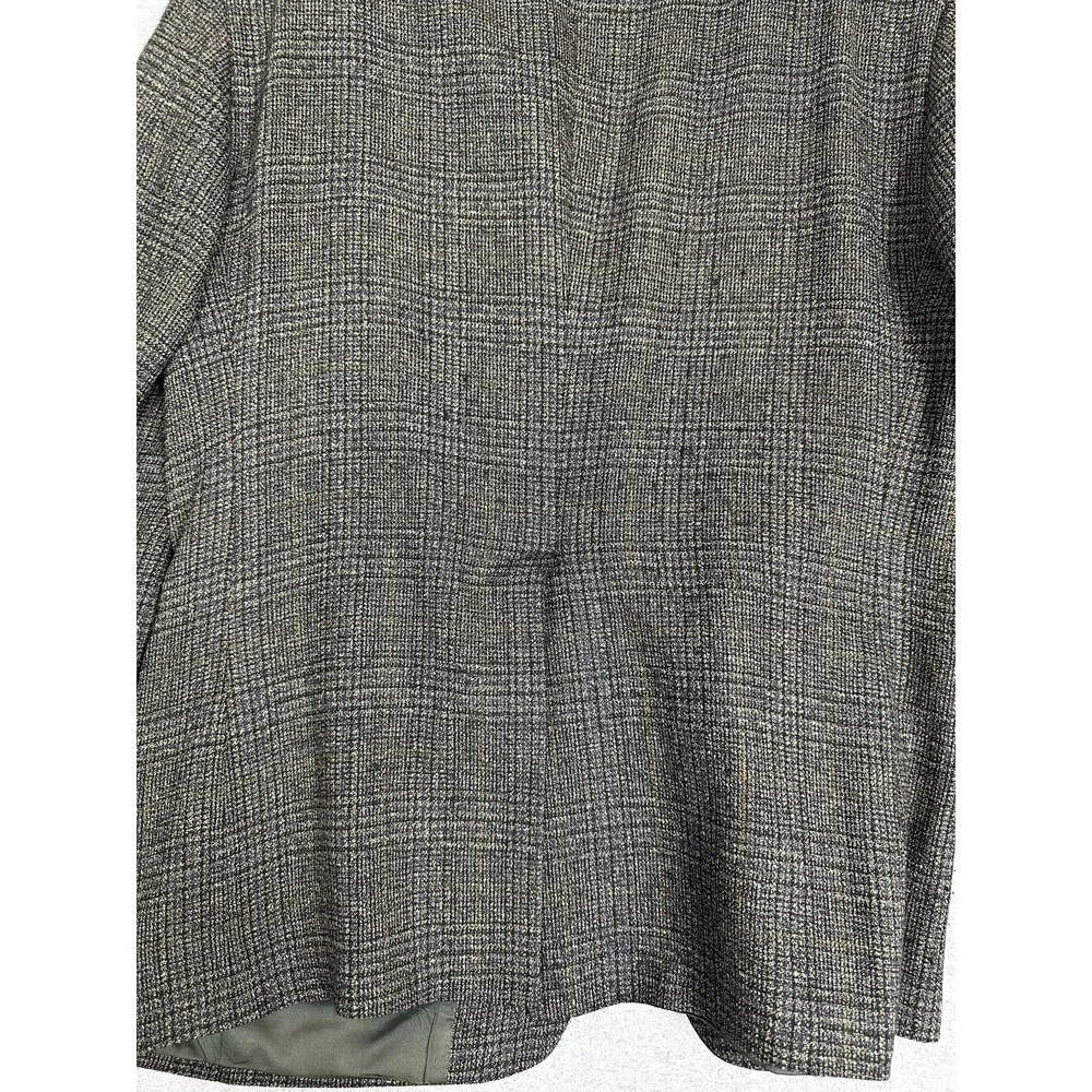 Vintage Bill Blass Blazer Mens Brown Wool‎ Glen Plaid Sport Coat Jacket Made USA